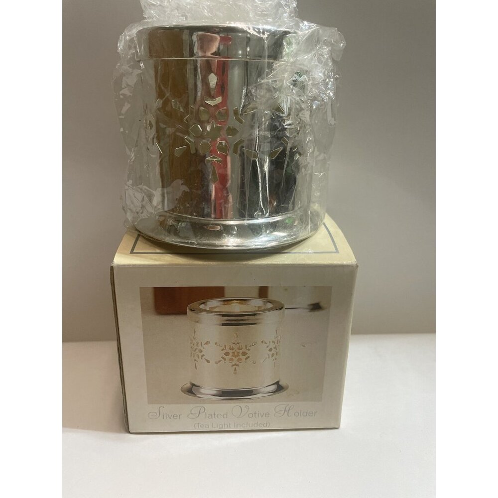 Believe In A White Christmas  -Silver Plated Votive Holder-New In Box